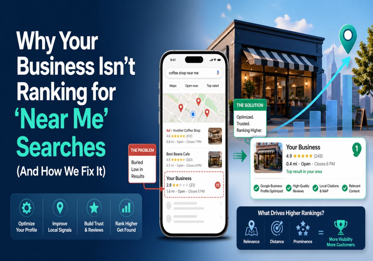 Why Your Business Isn’t Ranking for ‘Near Me’ Searches (And How We Fix It)